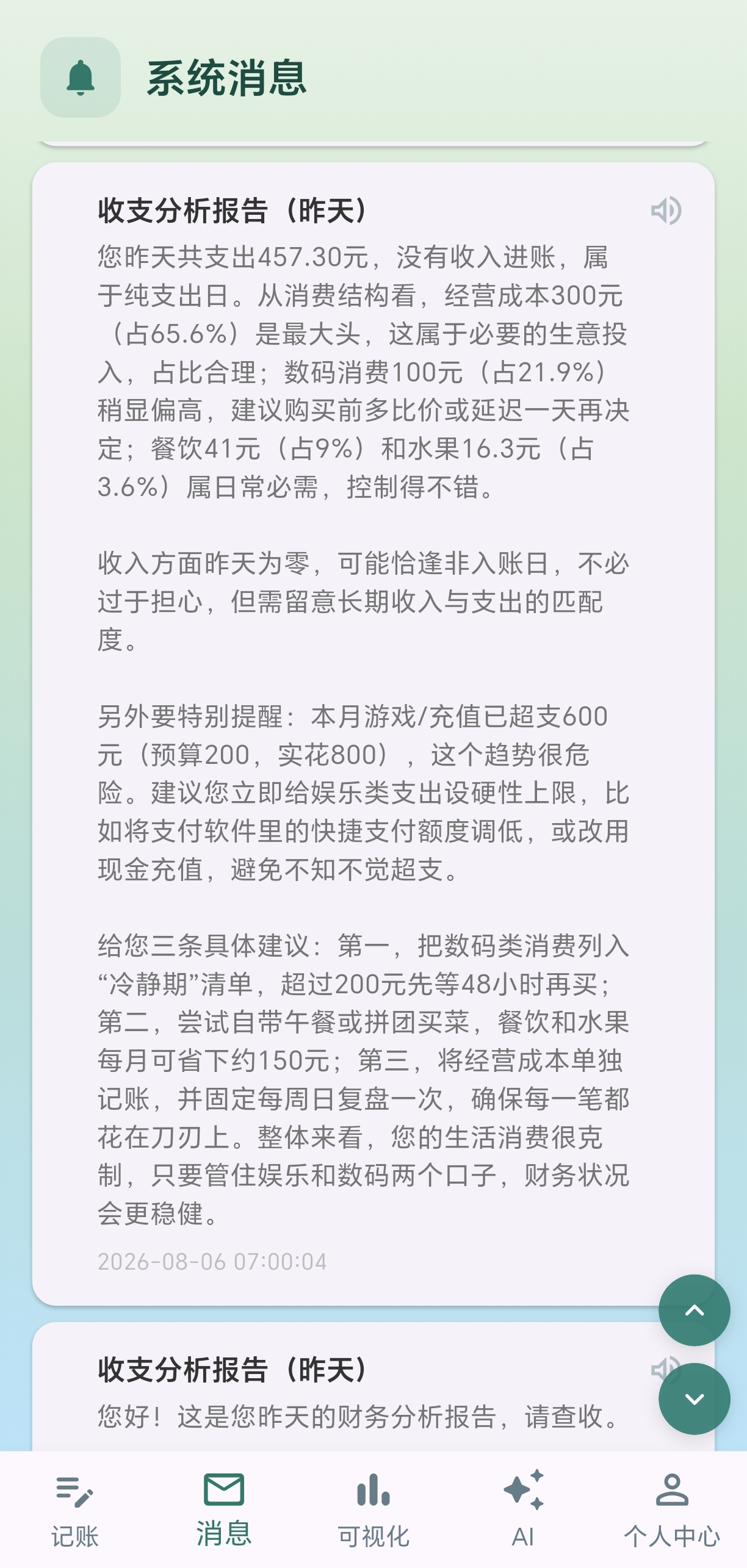 每日收支报告