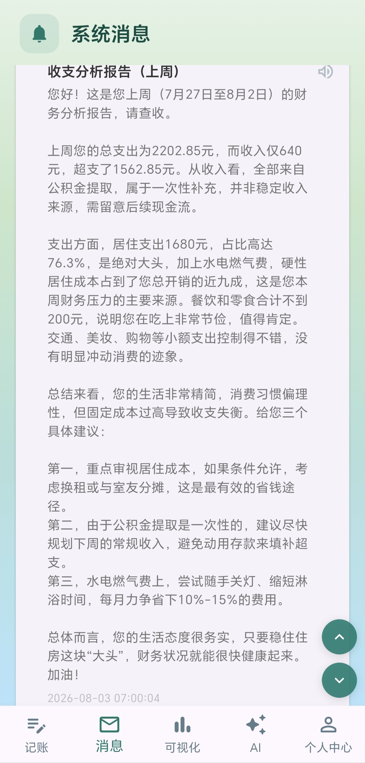 每周收支报告