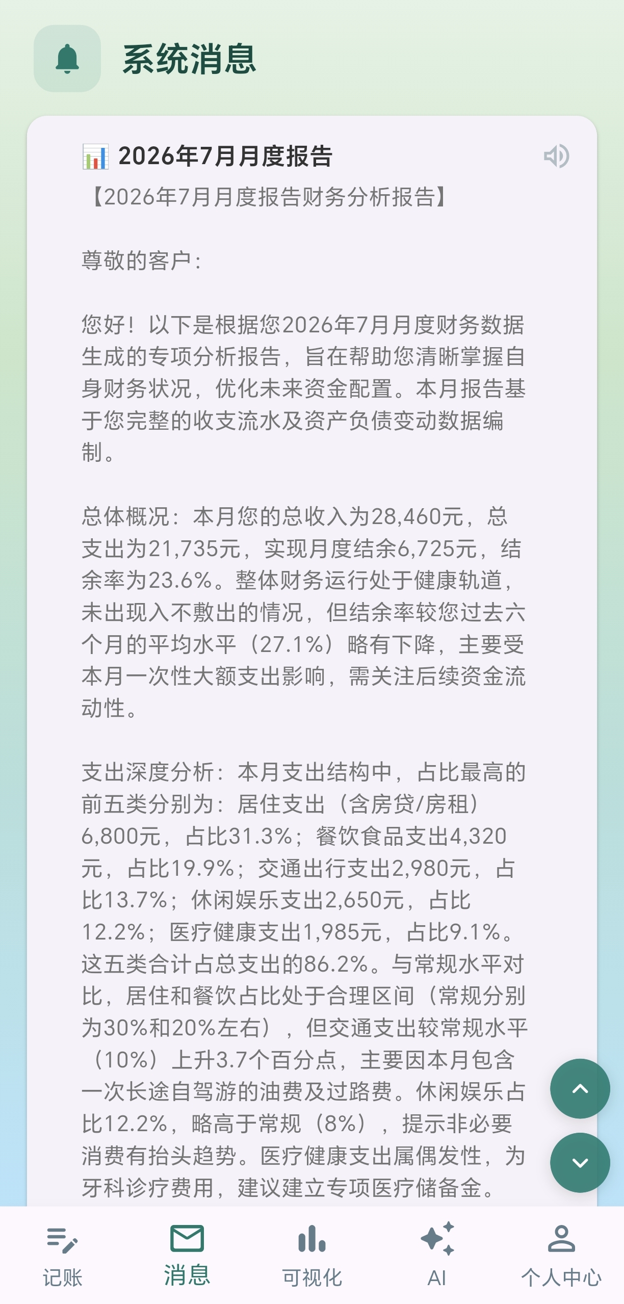每月收支报告